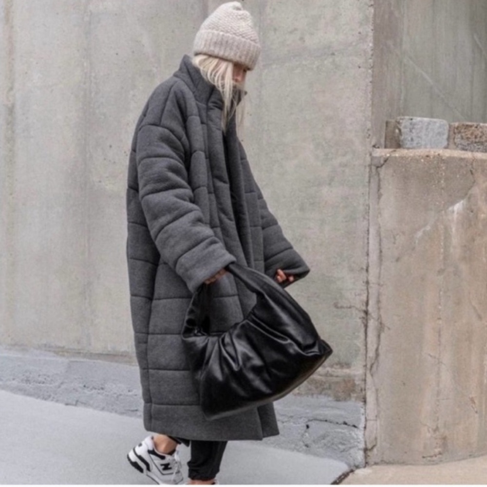 Lunya restore double faced house coat mercurial grey